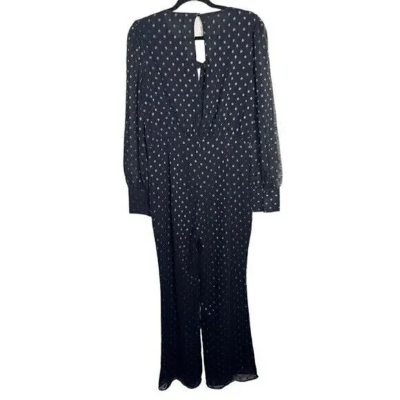 Walter Baker Emory Jumpsuit Black and Silver Women’s Size Medium